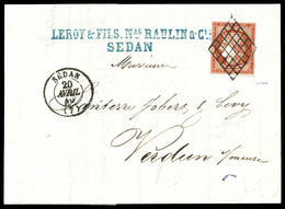 O N°7a, 1F Vermillon Très Vif Dit De 'SEDAN' Sur Petite Lettre Du 20 Avril 1849 à Destination De Verdun. Nuance Exceptio - 1849-1876: Période Classique