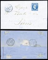 O N°14, 20c Empire Obl Cachet Sarde Faverges Sur Lettre Pour Paris. R. (certificat)  Qualité: O - 1849-1876: Période Classique