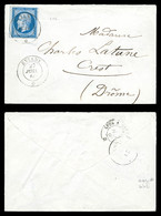 O N°14, 20c Empire (N°14) Obl Cachet Sarde D'Evian Le 27 Juillet 1860 à Destination De Crest. SUP (certificat)  Qualité: - 1849-1876: Klassieke Periode