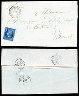 O N°14A, 20c Bleu Obl Grille + Càd Corp Exp D'Italie/1ère Division Sur Lettre Du 22 Janv 59 Pour Coutance. TTB (certific - 1849-1876: Période Classique