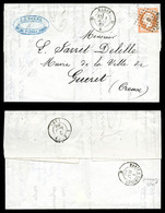 O N°16, 40c Orange Sur Lettre Postée à Paris Par La Firme Durcel Avec Cachet Bleu 'DURCEL' Sur Le Timbre Afin D'empêcher - 1849-1876: Période Classique