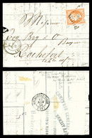 O N°16, 40c Orange, PIQUAGE DE POITIERS Sur Lettre Double Port Pour Rochefort, Arrivée Le 12.8.1858. SUPERBE. R.R. (sign - 1849-1876: Période Classique