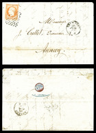 O N°16, 40c Empire Obl Grille Sarde Sur Lettre En Double Port De Chambéry Pour Annecy Du 26 Juillet 1860. R. (certificat - 1849-1876: Classic Period
