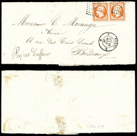 O N°16, Papier D'affaire: 40c Empire En Paire Sur Bande Au 31ème échelon De Paris Le 19 Sept 1856 Pour Bordeaux. SUP (ce - 1849-1876: Période Classique