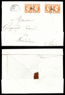 O N°16, 40c Empire: 2 Paires Sur Lettre Quadruple Port De Chabris Le 21 Janv 1859 Pour Issoudun. Moins De 5 Pièces Connu - 1849-1876: Classic Period