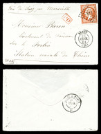 O N°16, 40c Empire Sur Lettre De Brest Le 25 Fev 1861 Pour Un Lieutenant De Vaisseau Sur Le 'FORBIN', Station Navale De  - 1849-1876: Klassieke Periode