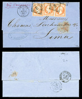 O N°16, 40c Empire, 3 Exemplaires Sur Lettre De Bordeaux Le 29 Avril 1859 à Destination De LIMA, Arrivée Le 10 Juin 1859 - 1849-1876: Période Classique