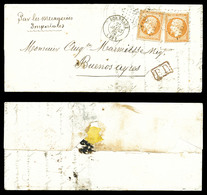 O N°16, 40c Empire, 2 Exemplaires Sur Lettre De Bordeaux Le 25 Mars 1862 Pour BUENOS AYRES. (certificat)  Qualité: O - 1849-1876: Klassieke Periode