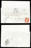 O N°16a, 40c Orange-vif, Piquage De Clamecy Sur Bande Chargée De Convocation Au Tribunal Au Départ De Cosne Le 4.4.64 à  - 1849-1876: Classic Period