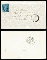 O N°22, 20c Bleu Sur Valentine Superbement Gaufrée Adressée Au Gardien Du Chateau Impérial De Versailles. SUP (signé Sch - 1849-1876: Classic Period
