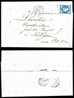 O N°29, 20c Bleu Obl Càd EXPOSITION UNIVERSELLE 1867 Sur Lettre. TTB (signé/certificats)  Qualité: O  Cote: 1000 Euros - 1849-1876: Classic Period