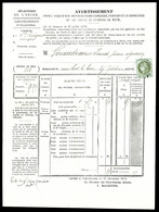 O N°39, 1c Olive Report 3 Seul Sur Document Comple D'Issoudun, SUPERBE (certificat)  Qualité: O - 1849-1876: Classic Period