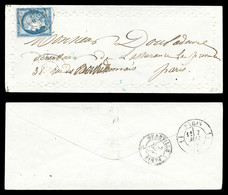 O N°60, 25c Bleu Sur Valentine Gaufrée De Maule Le 7 Mai 1875 Pour Paris. TTB (signé Calves/certificat)  Qualité: O - 1849-1876: Classic Period
