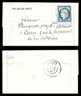 O LE BAYARD', 20c Siège Obl Paris 'SC' Rouge Du 27 Dec 1870 à Destination De Caen, Arrivée Le 3 Janv 71. TTB (certificat - Guerre De 1870