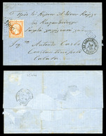 O N°23, 40c Orange Obl GC '5084' Sur Lettre Des Dardanelles Le 4 Juin 1868 à Destination De Constantinople, Arrivée Le 9 - 1849-1876: Période Classique