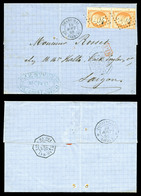 O N°23, 40c Orange En Paire Sur Lettre De NAGASAKI Le 12 Aout 1868 (pli Confié) Déposée Au BFE De SHANGHAI Le 19 Aout 18 - 1849-1876: Periodo Clásico