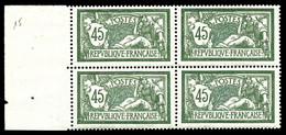 ** N°143, Merson, 45c Vert Et Bleu En Bloc De Quatre Bord De Feuille, TTB (certificat)  Qualité: **  Cote: 480 Euros - 1900-02 Mouchon