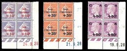 ** N°249/51, Série Caisse D'Amortissement De 1928 En Blocs De Quatre Cdf Datés. TB  Qualité: **  Cote: 1010 Euros - 1900-02 Mouchon