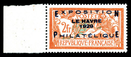 * N°257A, Exposition Du Havre De 1929 Bdf, Très Bon Centrage. TTB (certificat)  Qualité: *  Cote: 1400 Euros - 1900-02 Mouchon