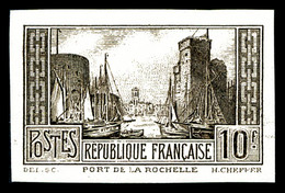 * N°261Ba, Port De La Rochelle, 10F Brun-Noir Non Dentelé Quasi **, SUPERBE Et RARE (signé Thiaude/certificat)   Qualité - 1900-02 Mouchon