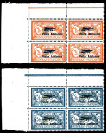 ** N°1/2, Paire Merson Surchargés En Bloc De Quatre Coin De Feuille, Grande Fraîcheur, TTB (certificat)  Qualité: **  Co - 1927-1959 Postfris