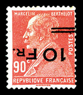 * N°3a, Ile De France, Berthelot 10F Sur 90c Rouge, Surcharge Renversée, SUPERBE. R.R.R (signé Brun/certificat)   Qualit - 1927-1959 Mint/hinged