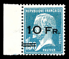 ** N°4, Pasteur Surchargé à Bord Du Paquebot 'ILE DE FRANCE' 10F Sur 1,50F Bleu, Bord De Feuille, Bon Centrage Et Except - 1927-1959 Postfris