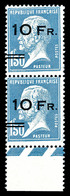 ** N°4b, Pasteur 10F Sur 1F50 Bleu, Surcharge Espacée Tenant à Normale, Bas De Feuille, FRAÎCHEUR POSTALE, R.R.R ET SUPE - 1927-1959 Mint/hinged