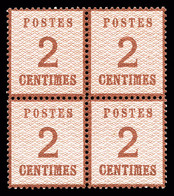 ** N°2b, 2c Brun-rouge, Burelage Renversé En Bloc De Quatre, Fraîcheur Postale, Très Bon Centrage, Superbe (signé Calves - Other & Unclassified