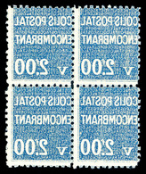 ** N°145, 2f Bleu, Recto-verso En Bloc De Quatre. SUP (certificat)  Qualité: **  Cote: 480 Euros - Mint/Hinged