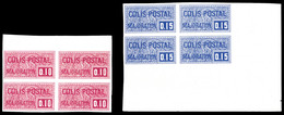 ** N°156a/57a, 10c Lilas-rose Et 15c Outremer, Les 2 Valeurs En Bd4 Non Dentelé Bdf (n°157 1ex*). TTB (certificat)  Qual - Mint/Hinged