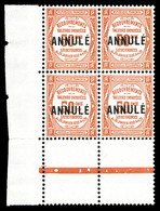 ** N°47-CI 1, 50c Rouge Surchargé 'ANNULÉ' En Bloc De Quatre Coin De Feuille, Très Bon Centrage, RARE Et SUPERBE (certif - Instructional Courses