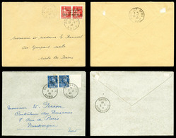 O N°3/4, 50c Paix Et 50c Mercure En Paires Surchargées 'Dunkerque' Sur 2 Lettres. TB (certificat)  Qualité: O - War Stamps