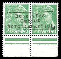 ** Mercure 45c Vert Surchargé Coudekerque, Bdf. TTB (certificat)  Qualité: **  Cote: 650 Euros - War Stamps