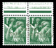 ** Iris 1f Vert En Paire Surchargée Coudekerque, Bdf. TTB (certificat)  Qualité: ** - War Stamps