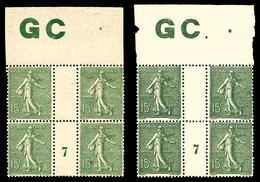 ** N°130, 15c Vert-gris: Bd4 Millésime '7' Avec Manchette 'GC', Papier Blanc Et Papier Chamois, Les 2 Ex TTB  Qualité: * - Millesimi