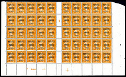 ** N°30, Semeuse 5c Orange, Superbe Panneau De 50 Exemplaires Millésime '2' Avec Croix De Repère Et Numéro. Exceptionnel - 1893-1947