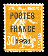(*) N°35, 30c Orange Surchargé 'POSTE FRANCE 1921', Un Coin Légèrement Arrondi. TB. R.R. (signé Calves/certificats)  Qua - 1893-1947