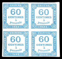 (*) N°9, 60c Bleu En Bloc De Quatre. TB (signé Brun)  Qualité: (*)  Cote: 500 Euros - 1859-1959 Oblitérés