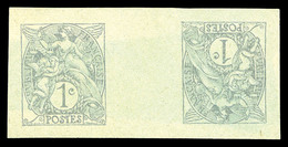 (*) N°107, 1c Gris Sur Vert, TETE-BECHE Avec Pont. TTB (certificat)  Qualité: (*) - Unused Stamps