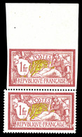 ** N°121g, 1F Merson, Non Dentelé Tenant à Dentelé En Paire Haut De Feuille. SUP. R. (signé Calves/certificat)  Qualité: - Unused Stamps