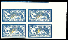 (*) N°123b, 5f Merson Non Dentelé En Bloc De Quatre Cdf Avec Liseret. SUP. R (certificat)  Qualité: (*)  Cote: 3600 Euro - Unused Stamps