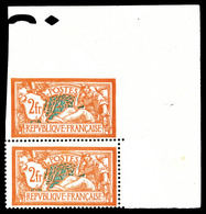 ** N°145g, 2f Merson, Non Dentelé Tenant à Dentelé En Paire Coin De Feuille. SUP. R. (signé/certificat)  Qualité: **  Co - Unused Stamps