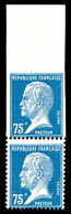 ** N°177b, 75c Pasteur, Non Dentelé Tenant à Dentelé. SUP. R. (certificat)  Qualité: **  Cote: 1450 Euros - Unused Stamps