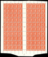 ** N°199n, Semeuse, 50c Rouge: FAUX DE MARSEILLE En Feuille Complète De 100 Exemplaires. R. (certificat)  Qualité: **  C - Unused Stamps