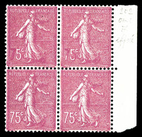 * N°202e, 75c Semeuse, '7' Coloré Sur 2 Ex Tenant à Normaux Bdf. TB (signé Brun)  Qualité: *  Cote: 450 Euros - Unused Stamps