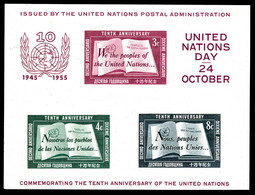 ** NATIONS UNIES, N°1, 10è Anniversaire De L'O.N.U. TB  Qualité: **  Cote: 280 Euros - Eagle And Crown