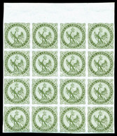 ** COLONIES GENERALES, N°1, 1c Olive En Bloc De 16 Exemplaires Haut De Feuille, Fraîcheur Postale, SUP (certificat)  Qua - Eagle And Crown