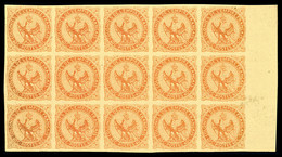 ** COLONIES GENERALES, N°5, 40c Orange Sur Jaune En Bloc De 15 Bord De Feuille Latéral (4ex X Et 1 Timbre Aminci), Fraîc - Eagle And Crown