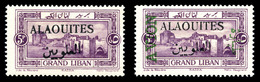 * ALAOUITES, N° 32b Et PA 7a 5 Pi. Violet Sur Grand Liban. Les 2 Ex TB, (signés Brun/certificat)  Qualité: *  Cote: 500  - Unused Stamps